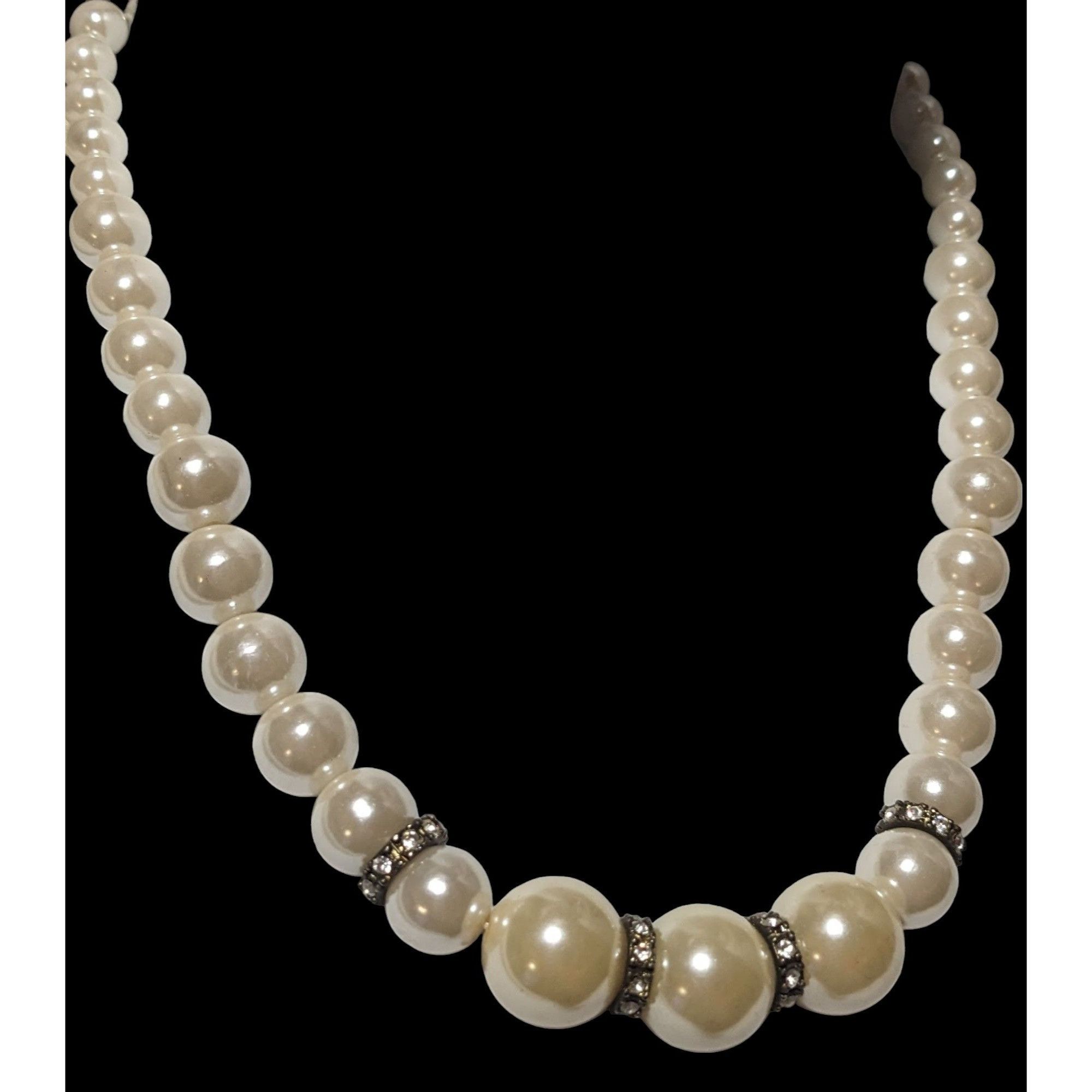 Other Graduated Faux Pearl Rhinestone Necklace Size ONE SIZE - 3 Thumbnail