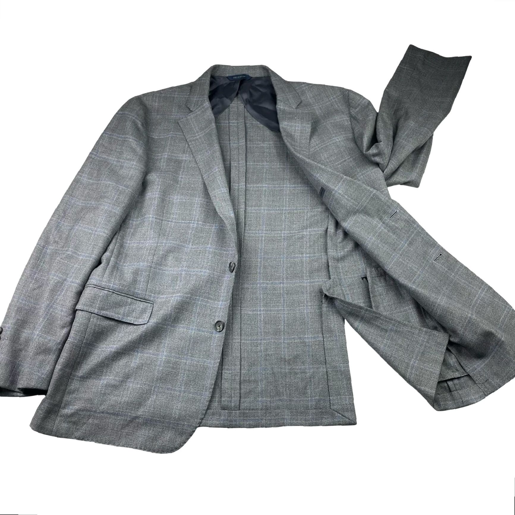Brooks Brothers VINTAGE Brooks Brothers Blazer 42R Men Wool Plaid Notch Lapel 2-Button 4-Button Sleeve Double-Vented Gray Blue Windowpane Regular Fit Jeg/Nope Size 42R - 3 Thumbnail