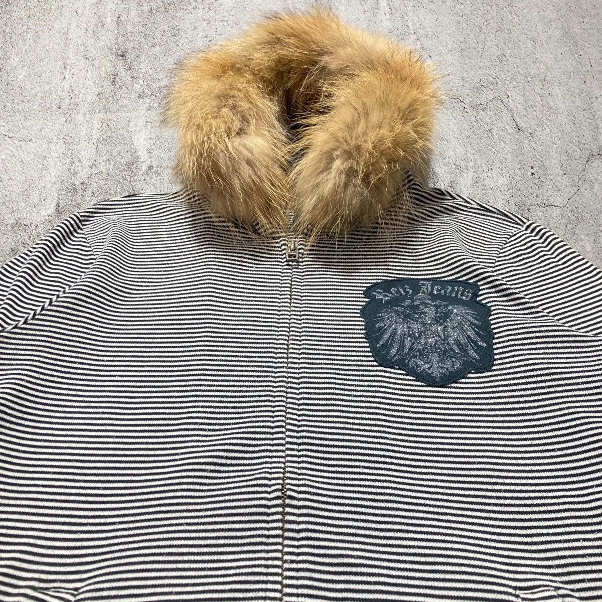 Japanese Brand 2000s Reiz Jeans Poem Striped Fur Ziphoodie Punk Lgb Style Size US M / EU 48-50 / 2 - 8 Thumbnail
