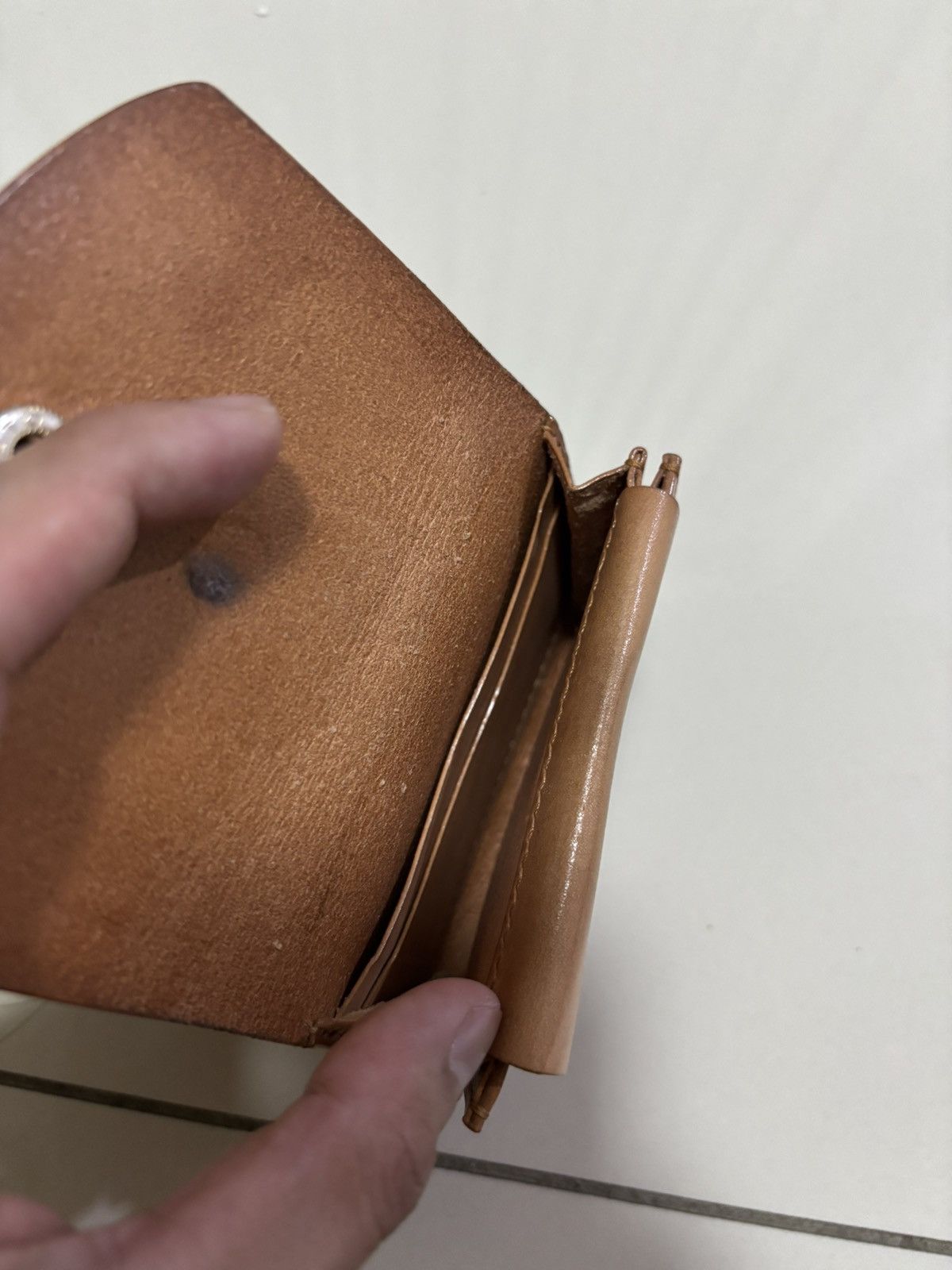 Handmade VINTAGE LEATHER WALLET HATO HASI BUTTON Size ONE SIZE - 4 Thumbnail
