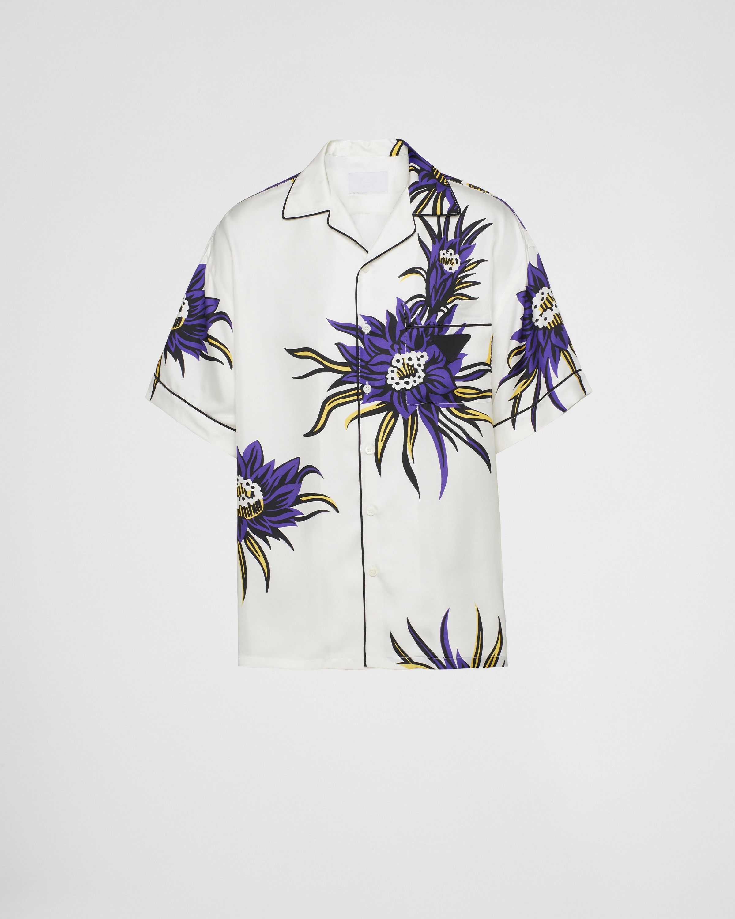 Prada o1bcso1str1025 Twill Lilium Short Sleeve Silk Shirt Size US L / EU 52-54 / 3 - 1 Thumbnail