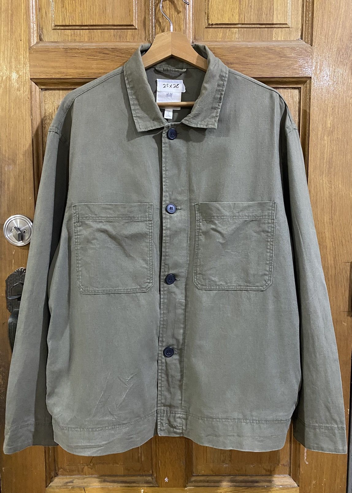 H&M H&M Olive Army Green Chore Work Jacket Overshirt Size US L / EU 52-54 / 3 - 1 Thumbnail