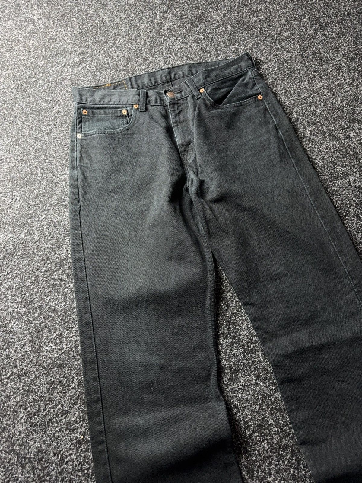 Levi's Vintage Clothing 90s Levis 751 USA Black Faded Distressed Denim Jeans Vintage Size US 33 - 3 Thumbnail