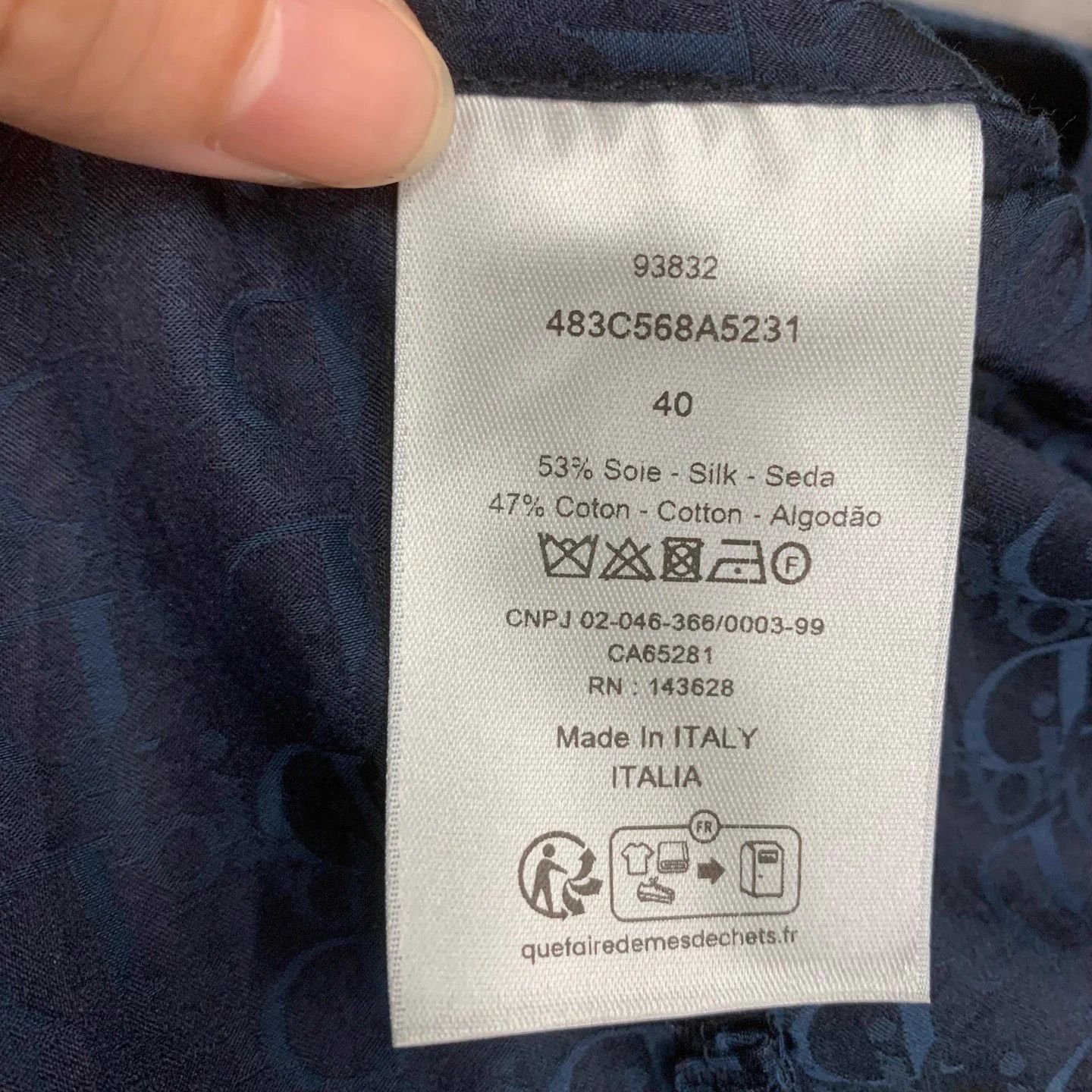 Dior Dior Navy Blue Monogram Silk Short Sleeve Shirt 40 Size US M / EU 48-50 / 2 - 7 Thumbnail