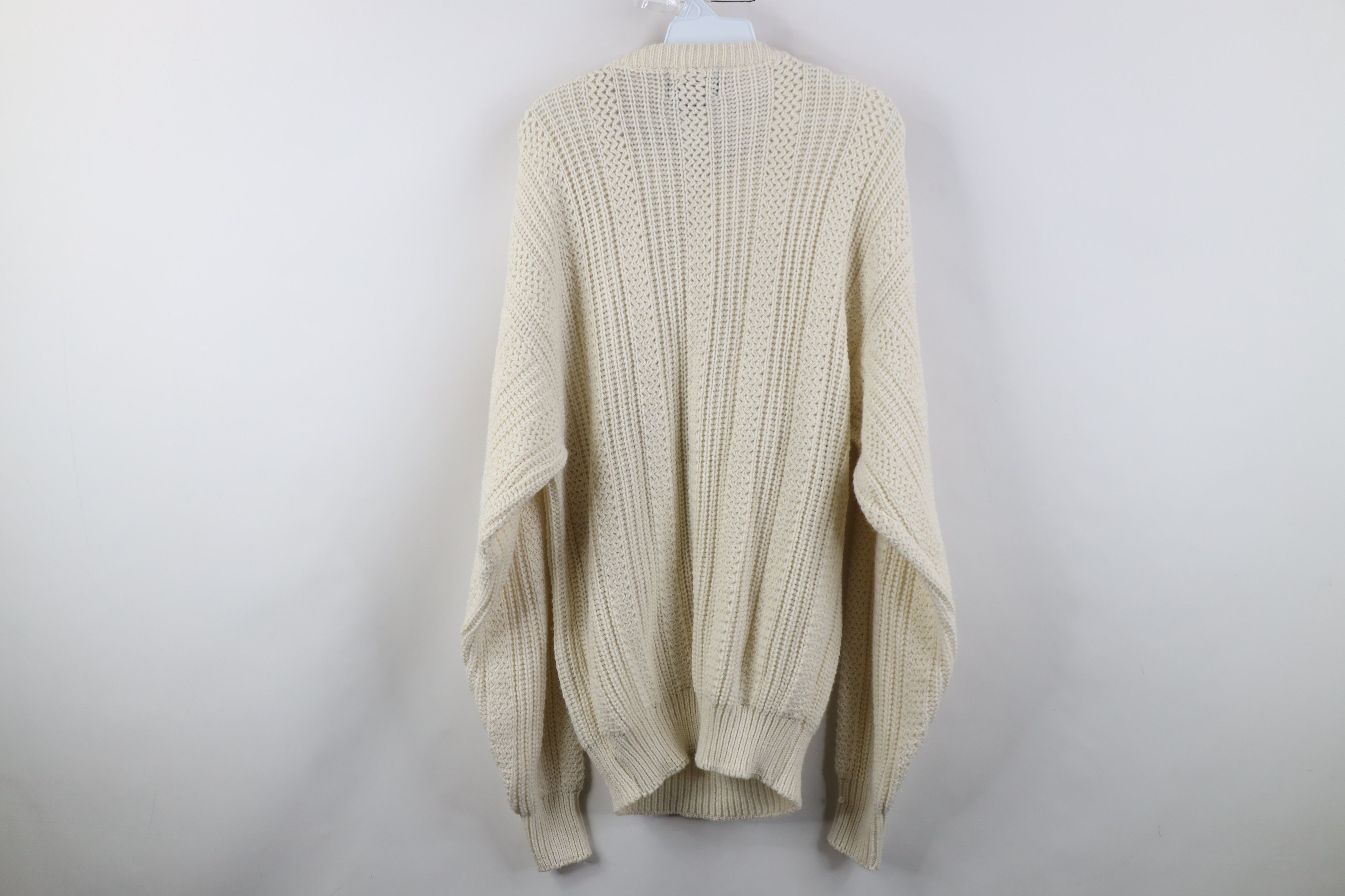 Vintage Vintage 90s Streetwear Ribbed Knit Crewneck Sweater Cream Size US M / EU 48-50 / 2 - 8 Thumbnail