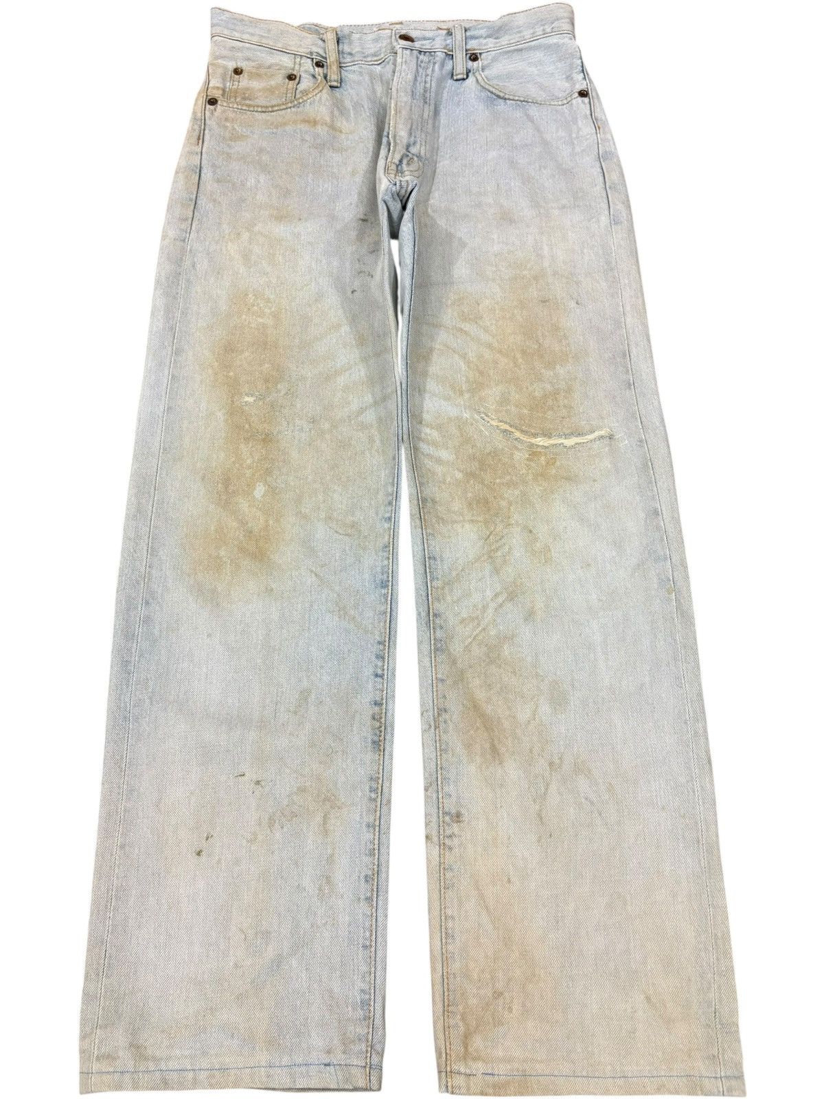 Japanese Brand Vintage Japanese Brand Dirtied Mud Wash Loose Selvedge Jeans Size US 31 - 2 Thumbnail