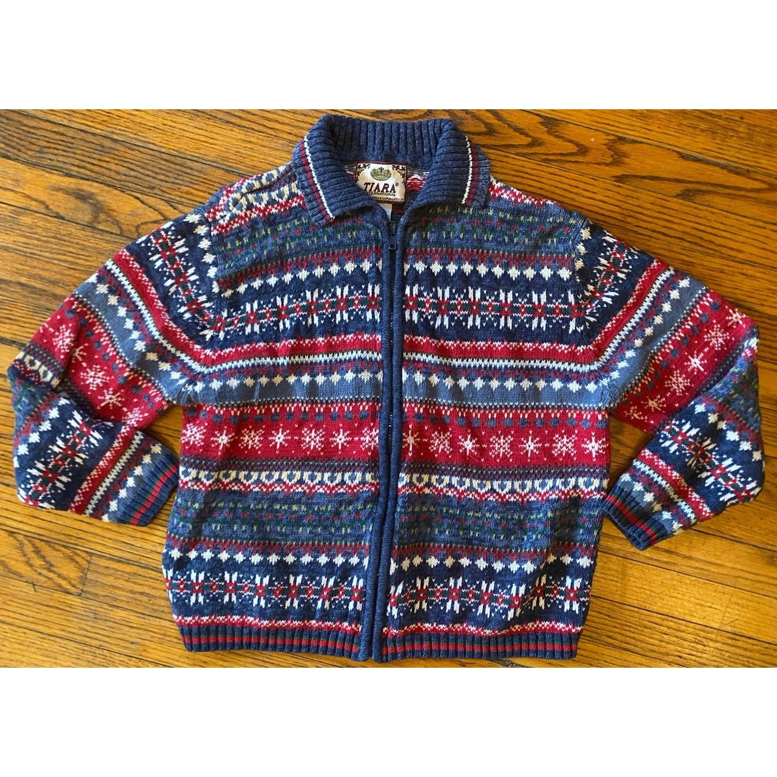Vintage VTG Tiara International Zip Fair Isle Sweater Jacket Women’s Size XL / US 12-14 / IT 48-50 - 1 Thumbnail