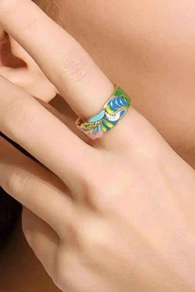 Jewelry Creative Handmade Colorful Enamel Heart Ring Size ONE SIZE - 3 Thumbnail