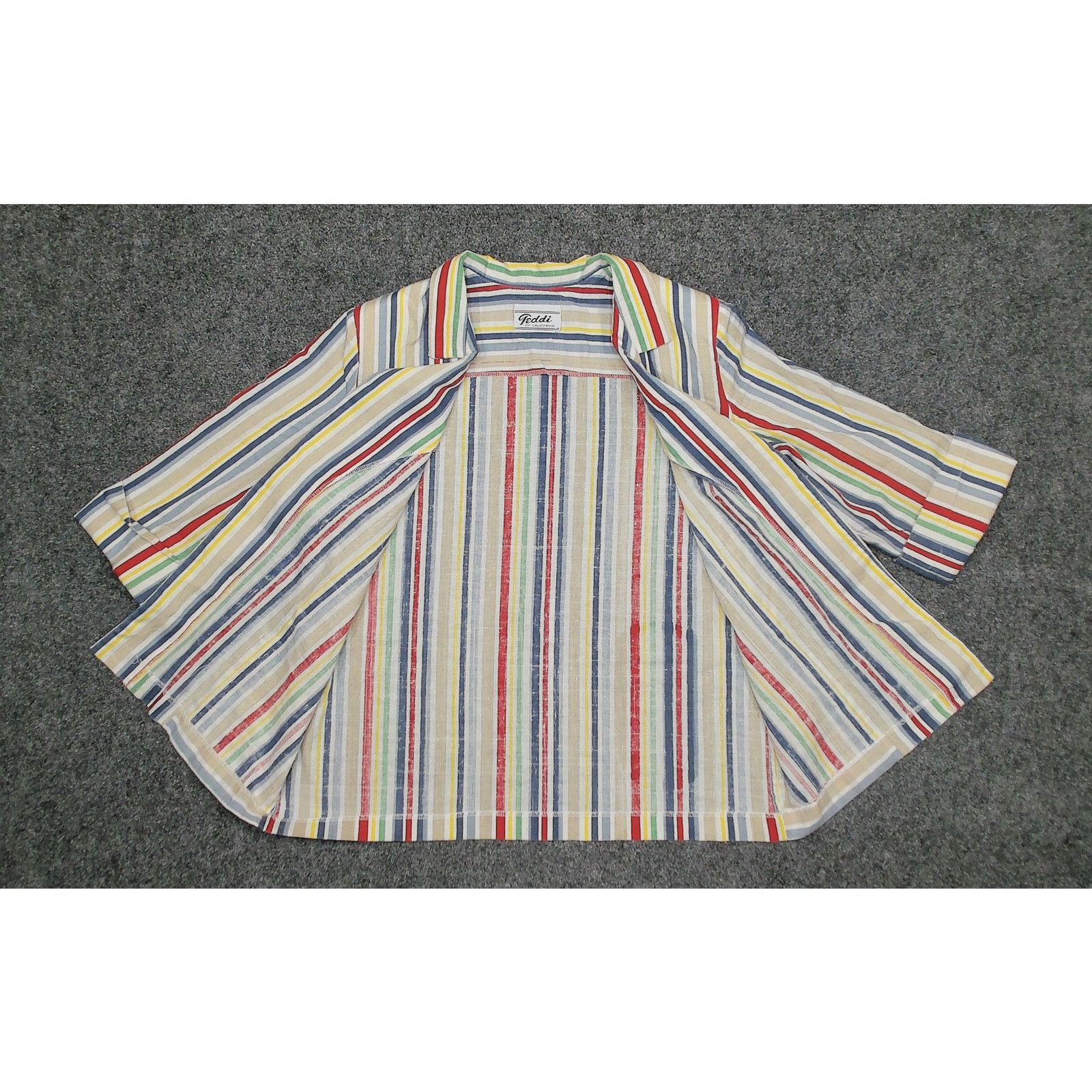 Vintage 80s Striped Cabana Swing Jacket Resort Blazer Large Size L / US 10 / IT 46 - 4 Thumbnail