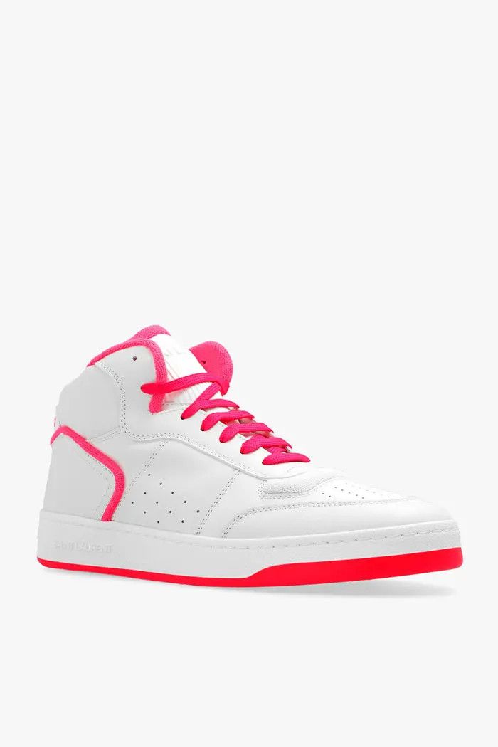 Saint Laurent Paris o1bcso1str1124 Sl/80 Mid-Top Sneakers Smooth Grained White Size US 7 / EU 40 - 4 Thumbnail