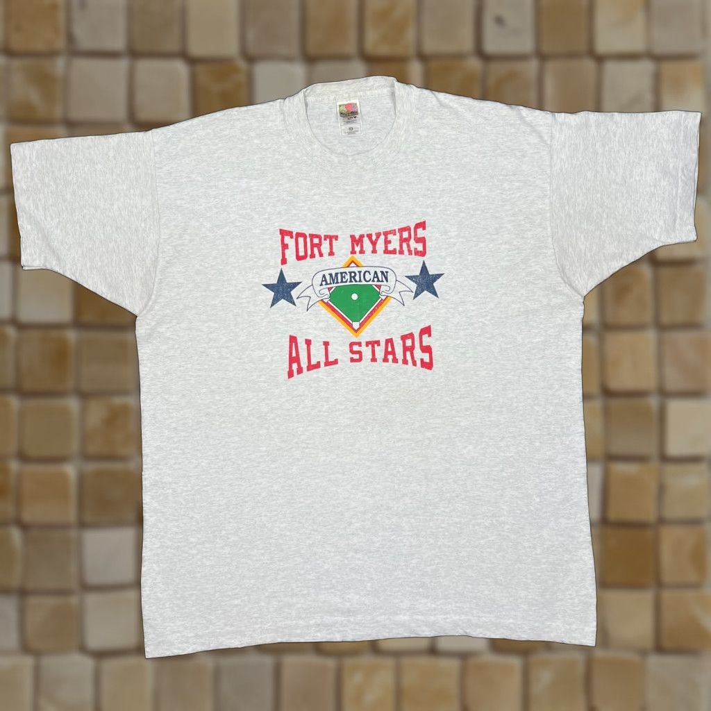 Fruit Of The Loom FORT MYERS AMERICAN ALL STARS Baseball Graphic Single Stitch T-Shirt XXL Grey Mens Shirt Graphic Shop Vintage Style Size US XXL / EU 58 / 5 - 1 Thumbnail