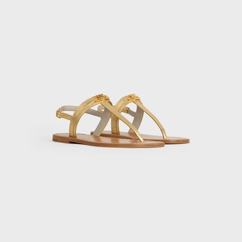 Celine o1bcso1str0724 Sandal Flat 05 Metalized Calfskin in Gold Size US 7 / IT 37 - 2 Thumbnail
