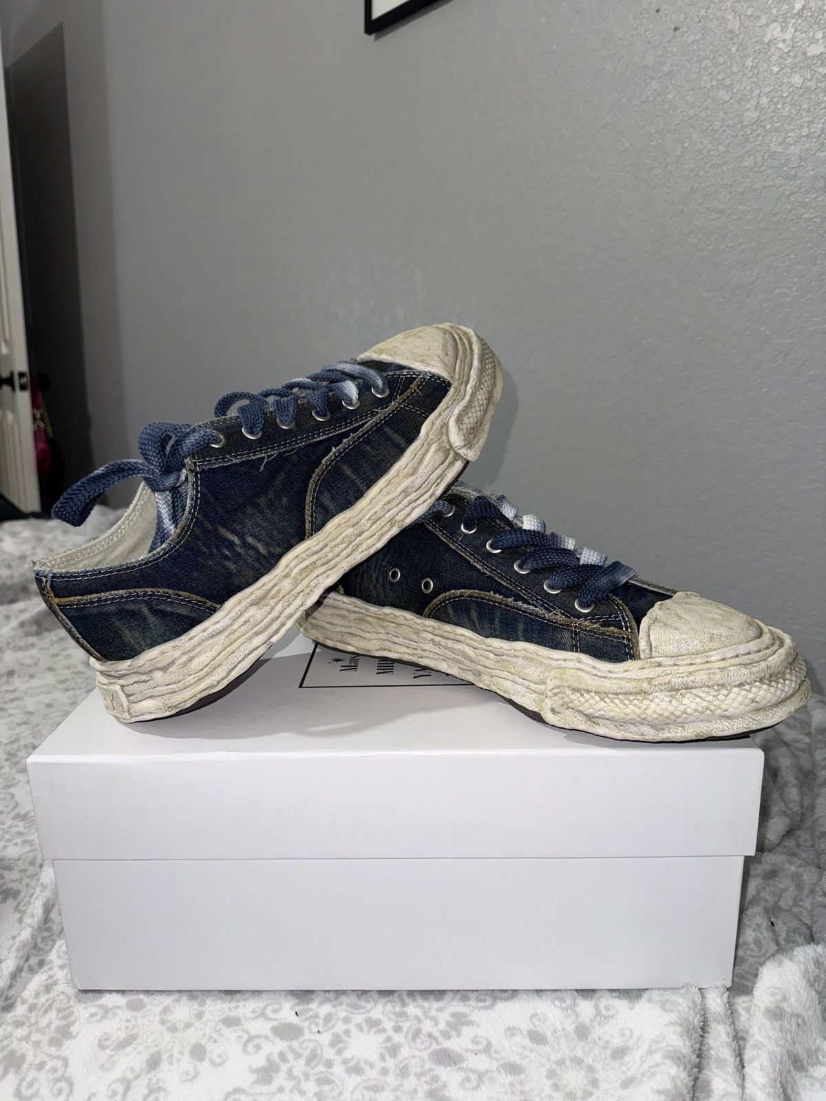 Maison MIHARA YASUHIRO NOT FOR SALE ‼️Size 47 (13M) Distressed Blue Denim Mihara’s Size US 13 / EU 46 - 1 Thumbnail