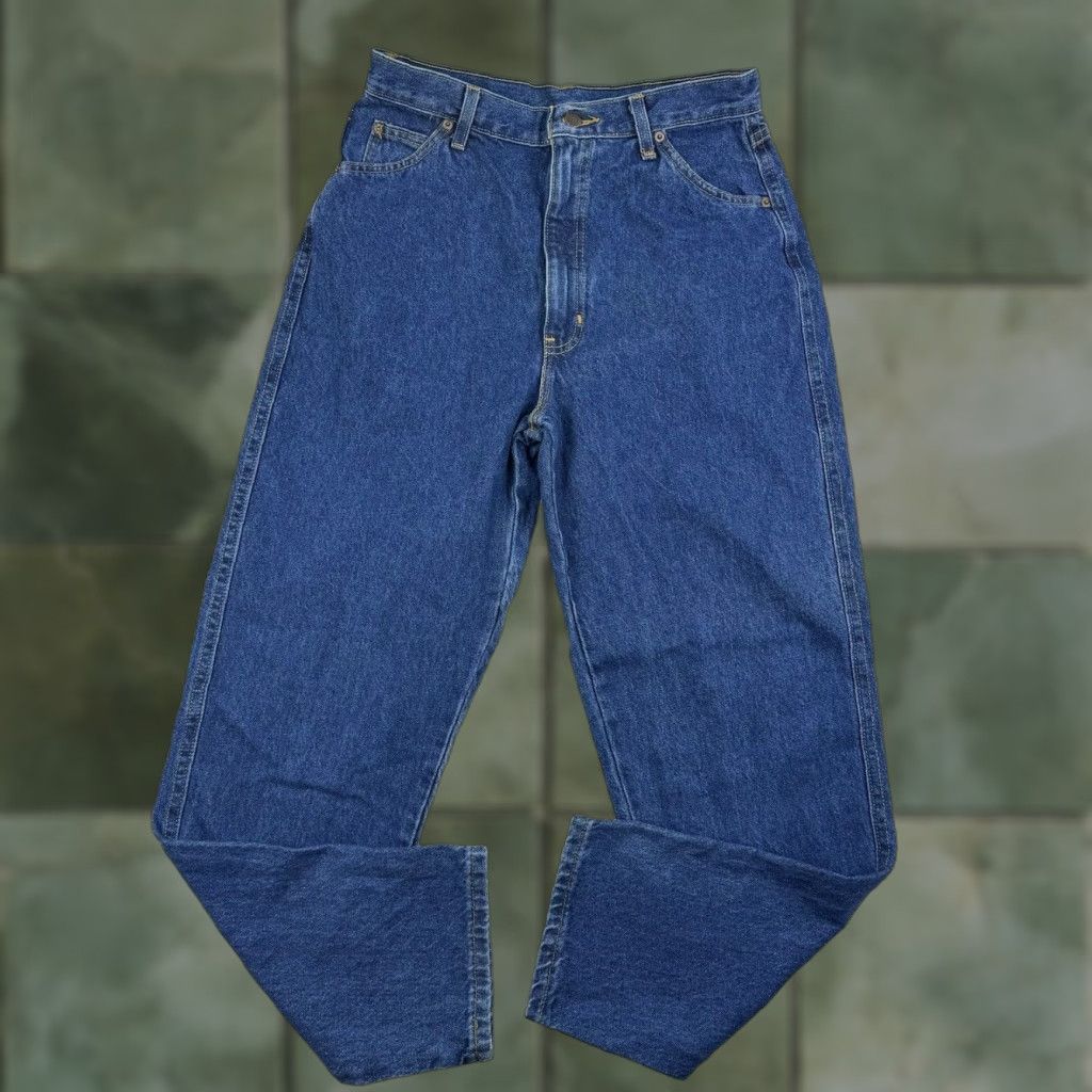 Vintage VINTAGE 1970s Jeans Women 13/14 High Rise Blue Denim Zipper Hipster Straight 29.5 Inseam USA 70s Size 34" / US 12 / IT 48 - 1 Thumbnail