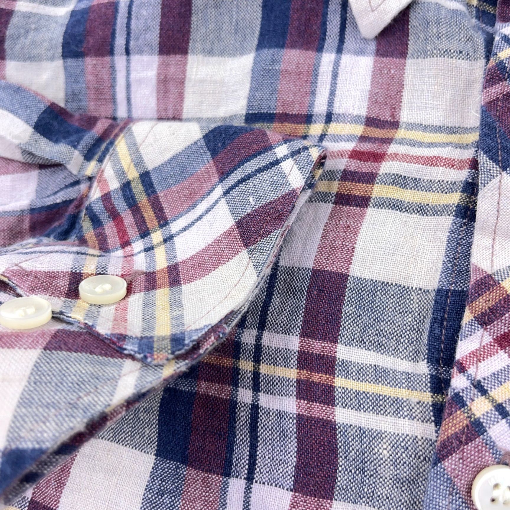Vintage Baird McNutt Linen Shirt Large Blue Red Plaid Button-Up Casual Mens Size US L / EU 52-54 / 3 - 6 Thumbnail
