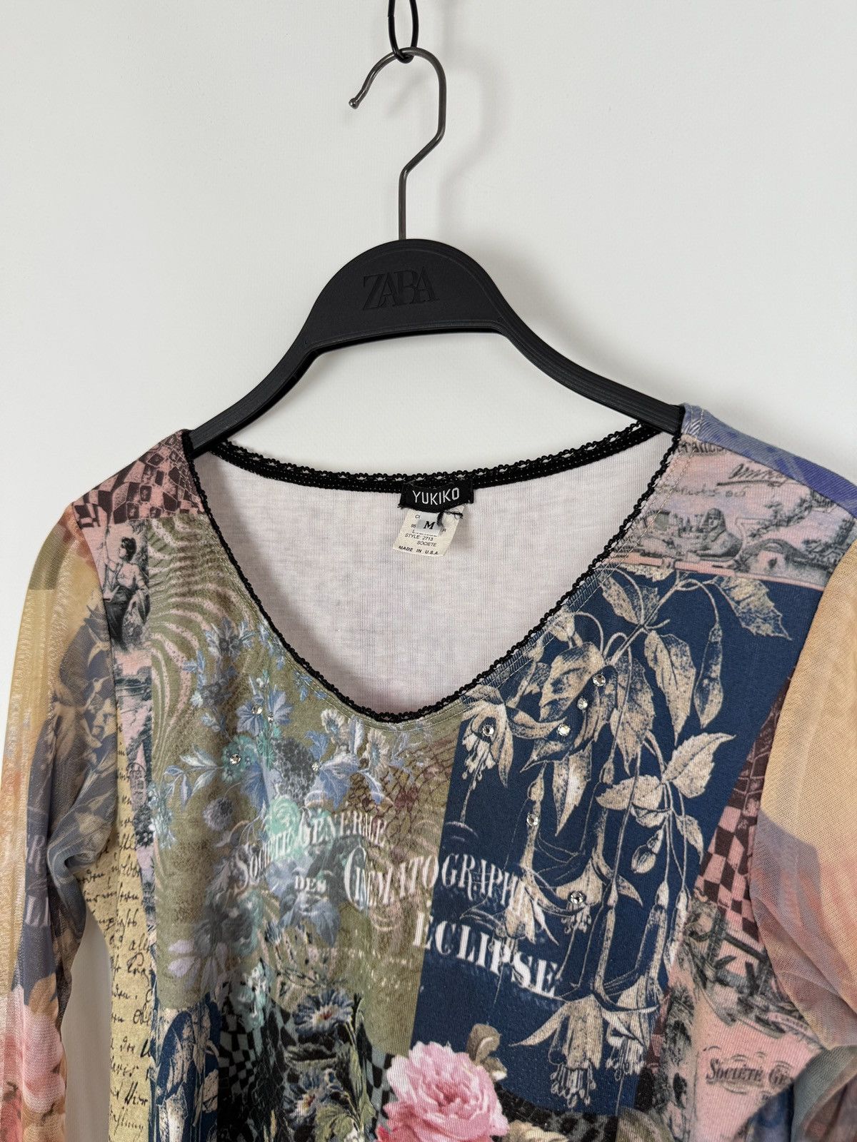 Vintage Y2K Vintage Yukiko Printed Graphic Mesh Sleeve Top JPG Style Size M / US 6-8 / IT 42-44 - 3 Thumbnail