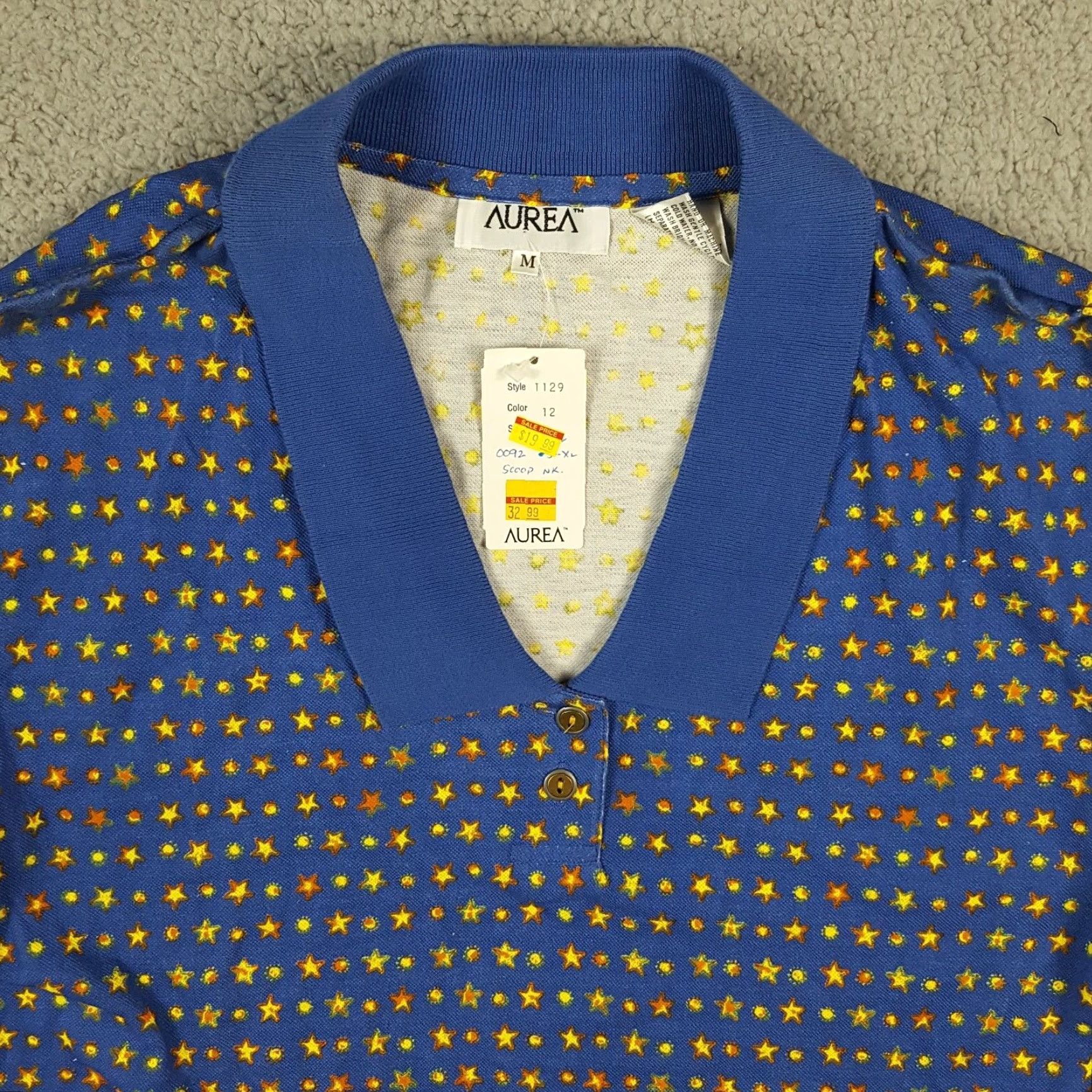 Vintage VINTAGE 90s Aurea Blue Stars Art Collared Polo Shirt Women's Medium Preppy Tennis Golf Size M / US 6-8 / IT 42-44 - 2 Thumbnail
