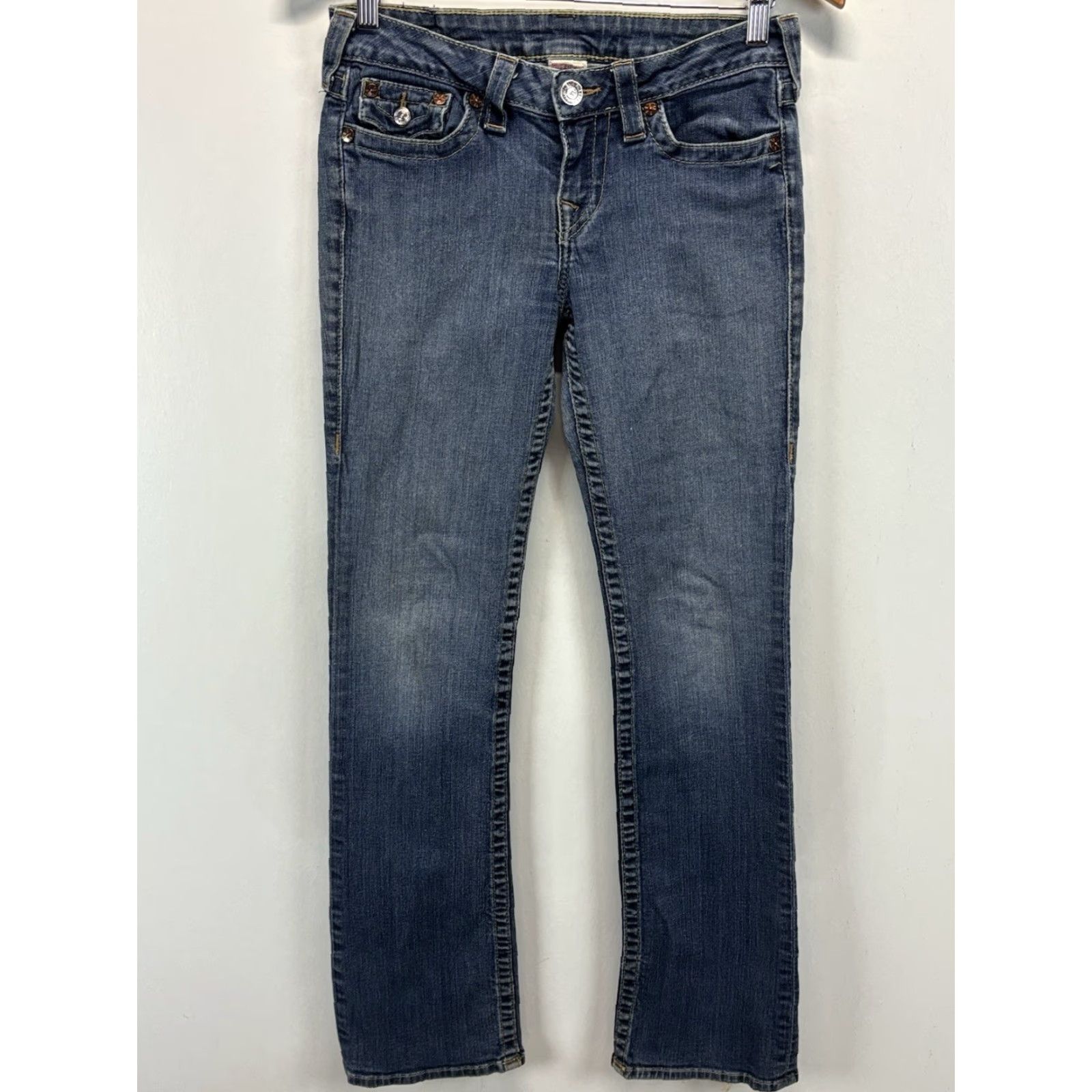 True Religion VINTAGE True Religion Jeans Women 29 28x32 Blue Sequin Pockets USA Y2K Womens Size 29" - 2 Thumbnail