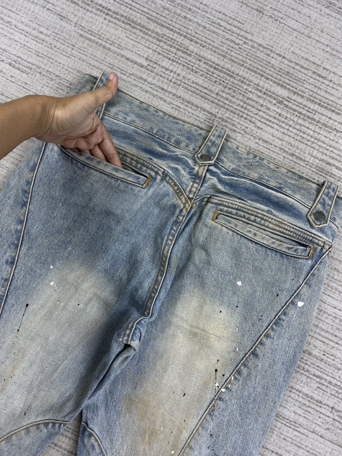 Schlussel × Vintage Vintage Flared Schlussel Distressed Blue Denim Pants Size 32" / US 10 / IT 46 - 11 Thumbnail
