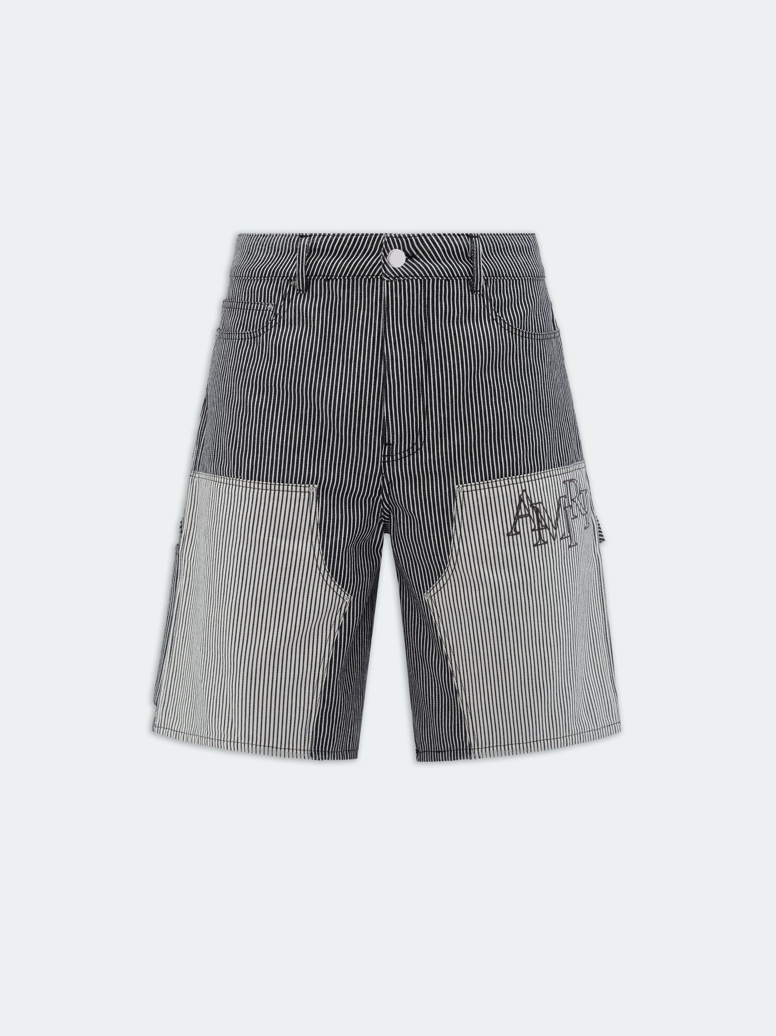 Amiri o1s1wg110425 Striped Denim Carpenter Short in Black/White Size US 34 / EU 50 - 1 Thumbnail