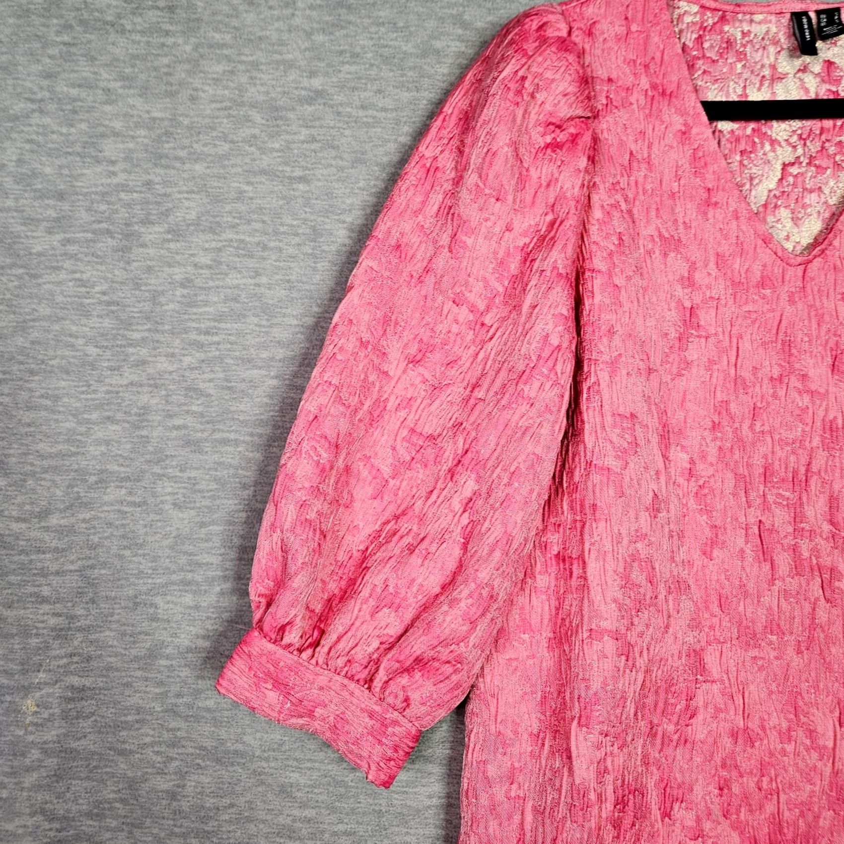 Vintage VERO MODA Milla Dress Womens S Pink Puff Sleeve Mini A-Line Summer Casual Size S / US 4 / IT 40 - 3 Thumbnail