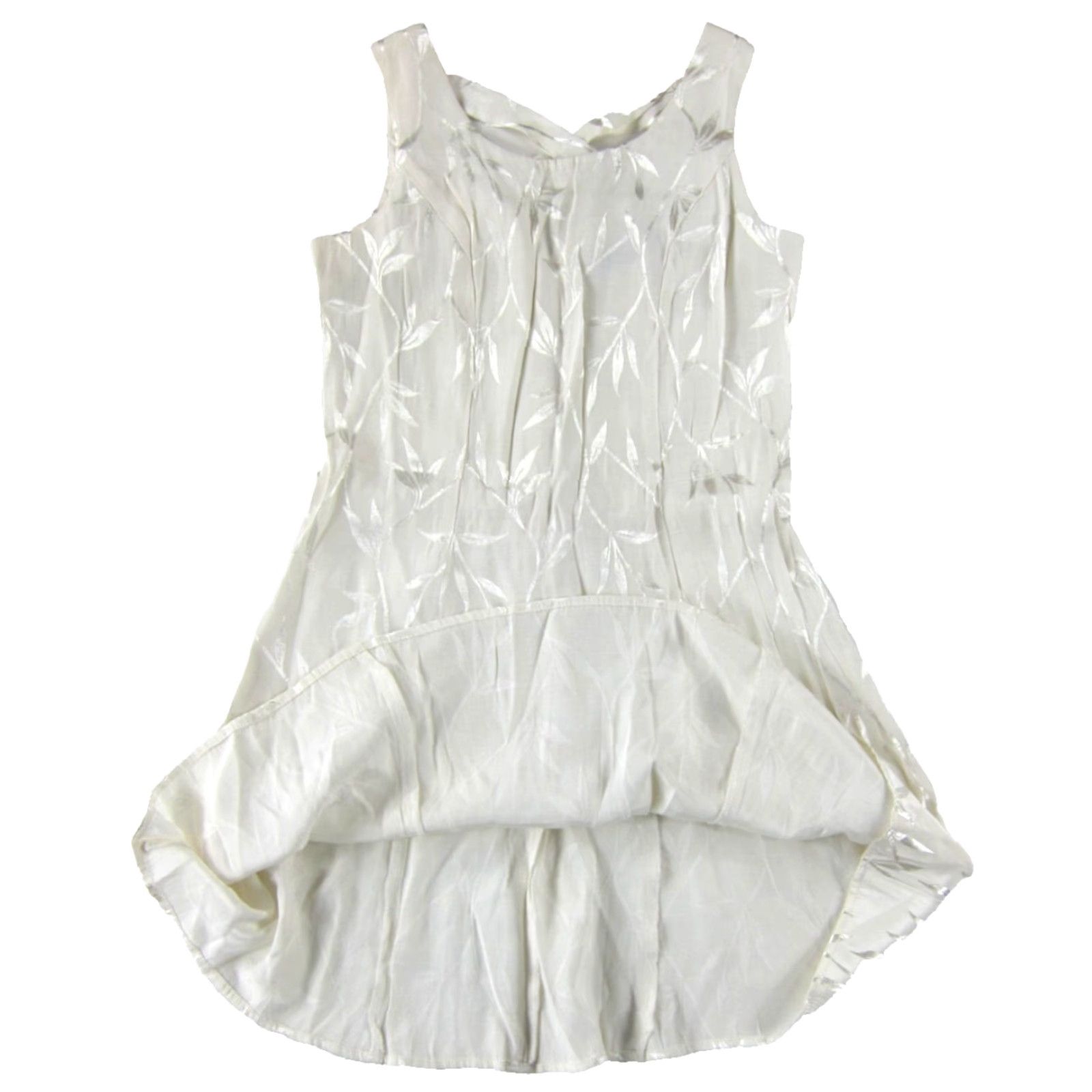 Vintage VINTAGE DBY Ltd. White Floral Shimmer Crisscross Short Tank Sun Dress XS Dress Size 26" / US 2 / IT 38 - 5 Thumbnail