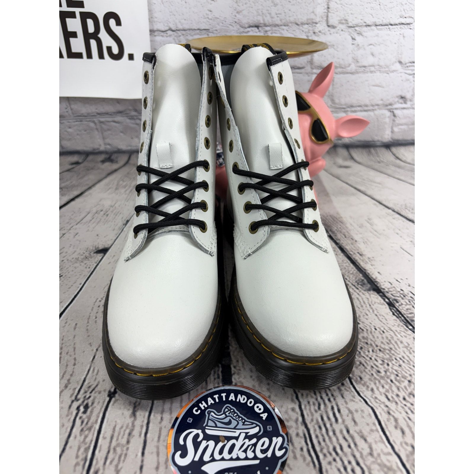 Dr. Martens Dr Martens Zavala Combat Boots Womens 8 White Black Leather Size US 8 / IT 38 - 6 Thumbnail