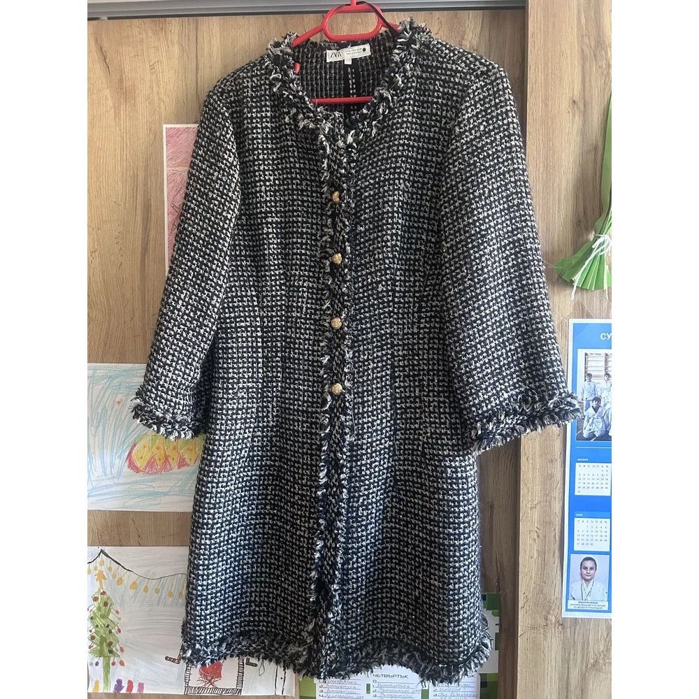 Zara ZARA Gray Wool-Blend Textured Mini Dress NWT Size L / US 10 / IT 46 - 9 Thumbnail
