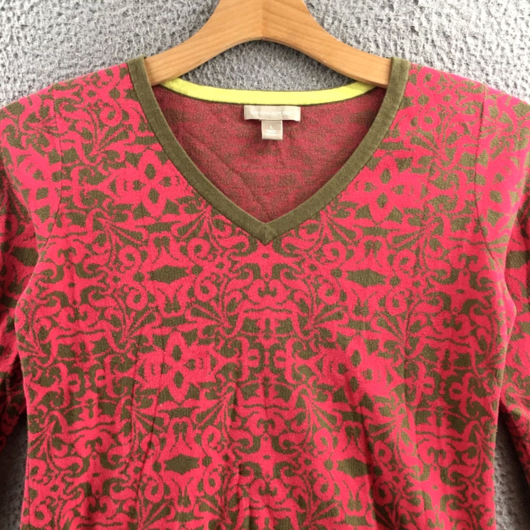 Banana Republic Banana Republic Long Sleeve Sweater Tee Womens L Multicolor V-Neck Pullover Casual Knit Cotton Size L / US 10 / IT 46 - 2 Thumbnail
