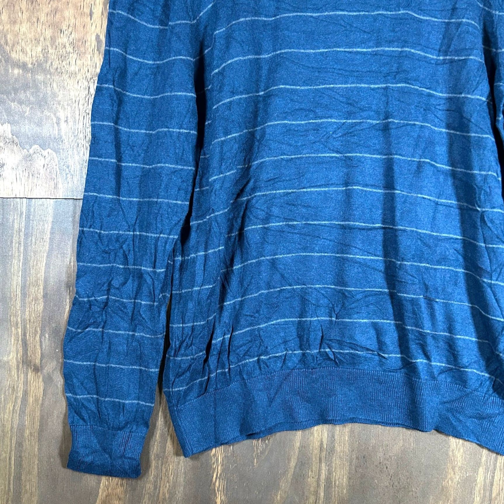 Nautica Nautica Mens Sweater Pullover Striped Blue Modal Blend Large Crew Neck Knit Regular Fit Casual Workwear Mens Size US L / EU 52-54 / 3 - 3 Thumbnail