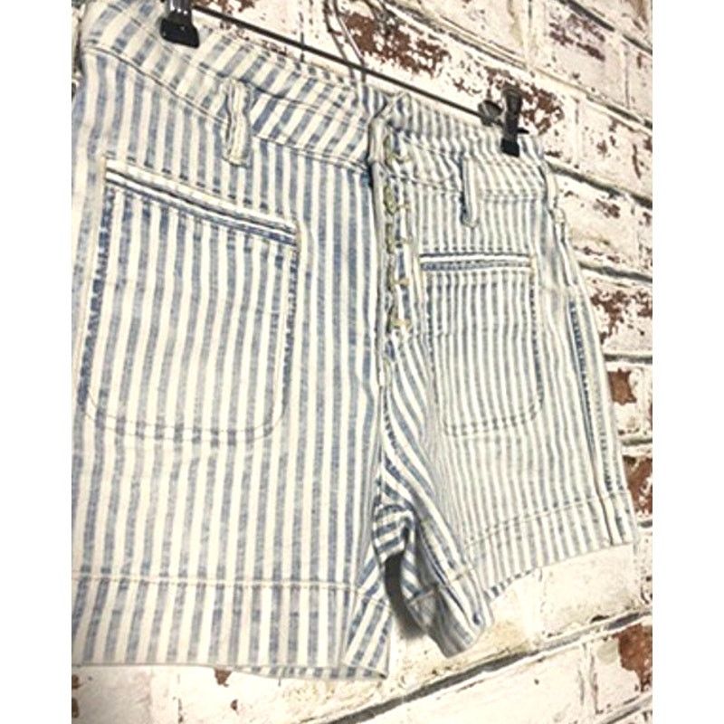 Anthropologie Anthro Pilcro Ultra High-Rise Striped Cotton Denim Shorts Size 26" / US 2 / IT 38 - 4 Thumbnail