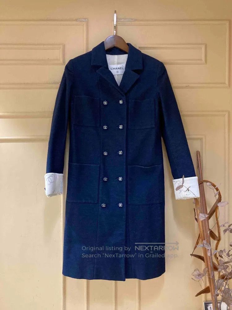 Chanel Chanel Blue and white double-breasted coat Size XXS / US 00 / IT 34 - 1 Thumbnail