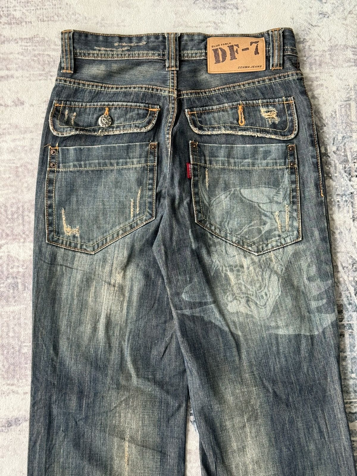 Japanese Brand Denma DF-7 Devil Flared Distressed Denim / GOA Style Size US 29 - 7 Thumbnail