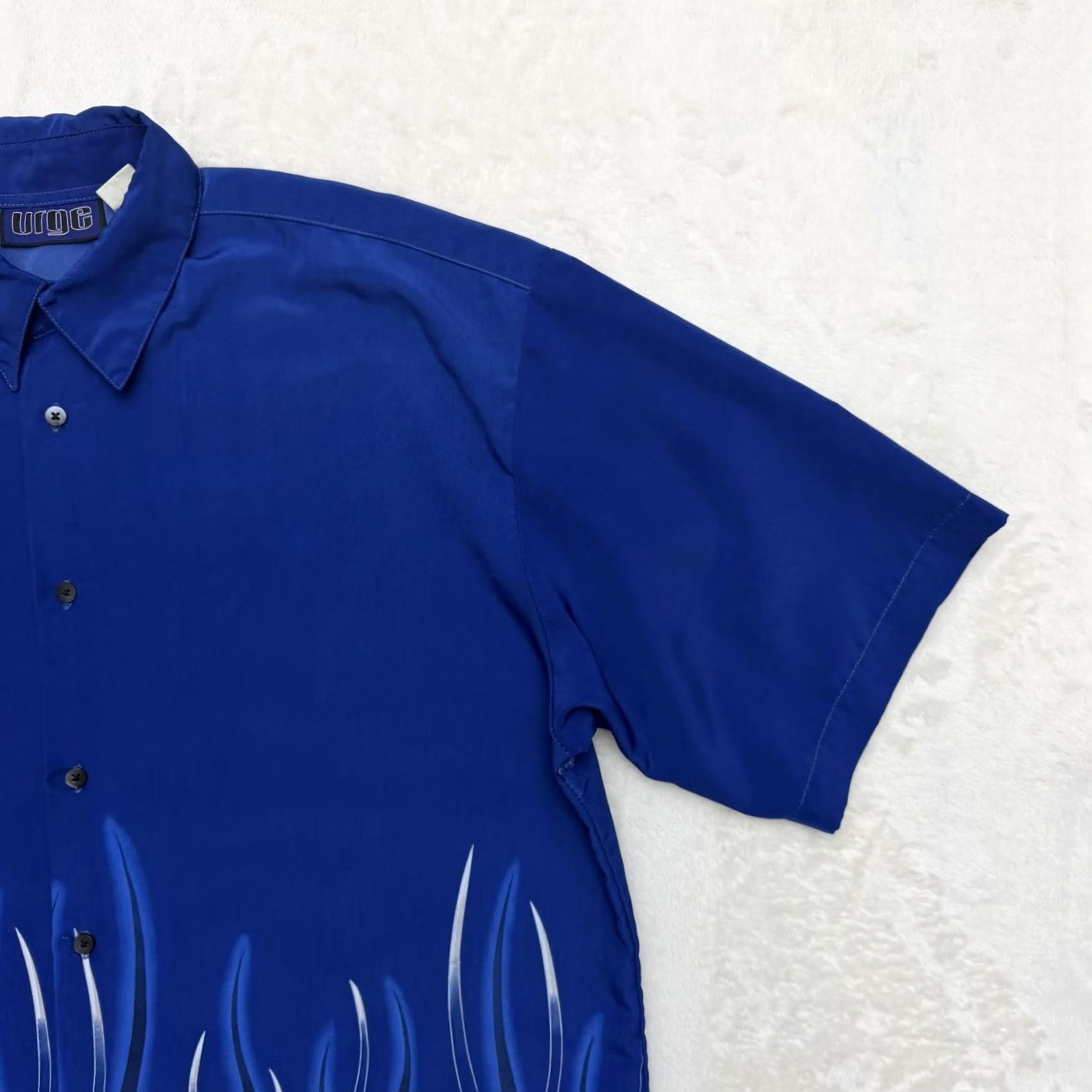 Vintage Urge Shirt Mens 2XL Blue Flame Graphic Button Up Short Sleeve Camp Casual Size US XXL / EU 58 / 5 - 3 Thumbnail
