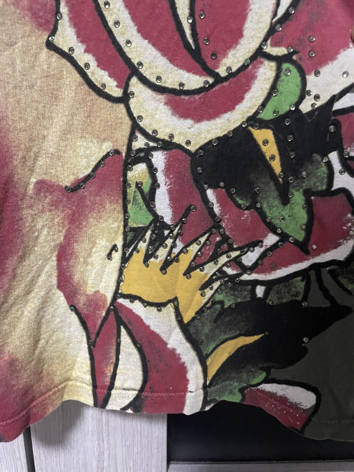 Christian Audigier × Ed Hardy Rare Vintage Ed Hardy Naked Pin Up Girl Rose 00s USA T-shirt Size US M / EU 48-50 / 2 - 7 Thumbnail