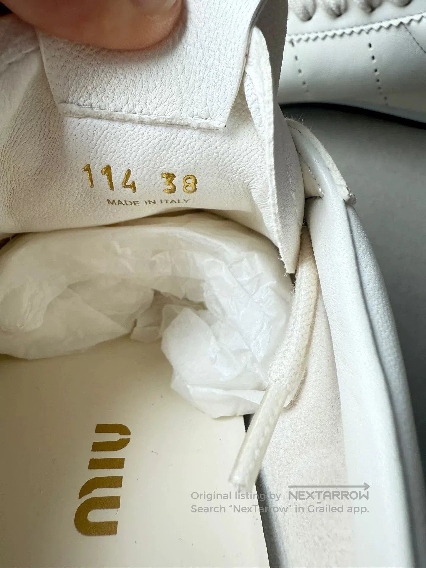 Miu Miu MiuMiu White Leather Sneakers. Size US 7 / IT 37 - 7 Thumbnail
