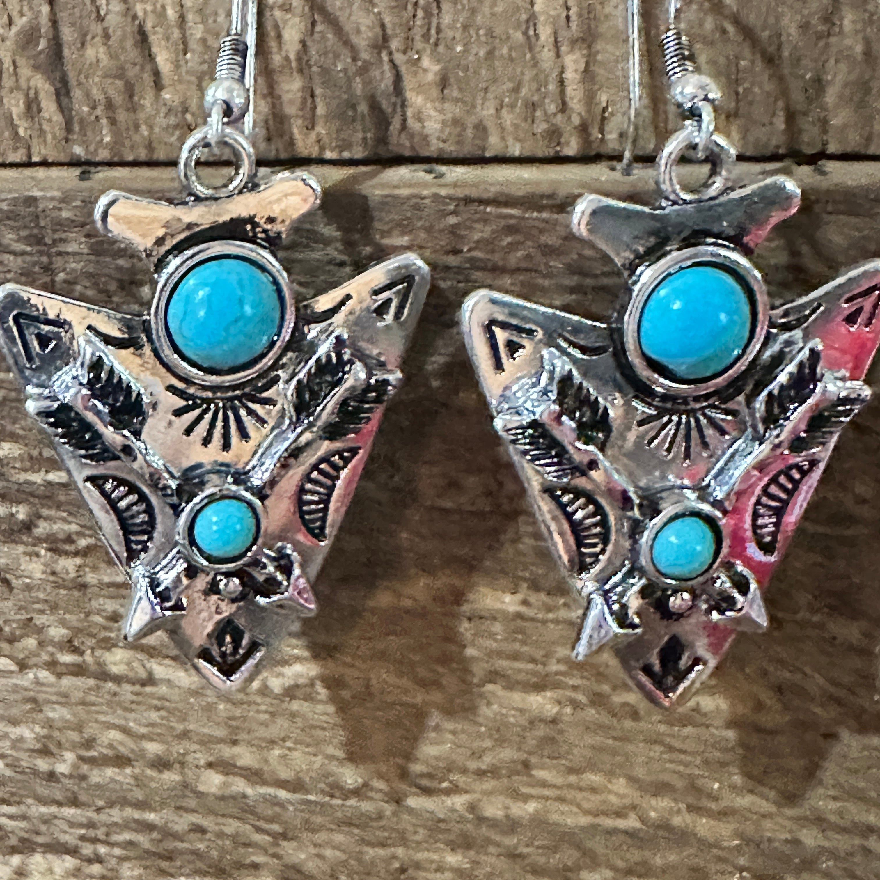 Other Boho Chic Turquoise-Embellished Native Arrowhead Dangle Earr Size ONE SIZE - 5 Thumbnail