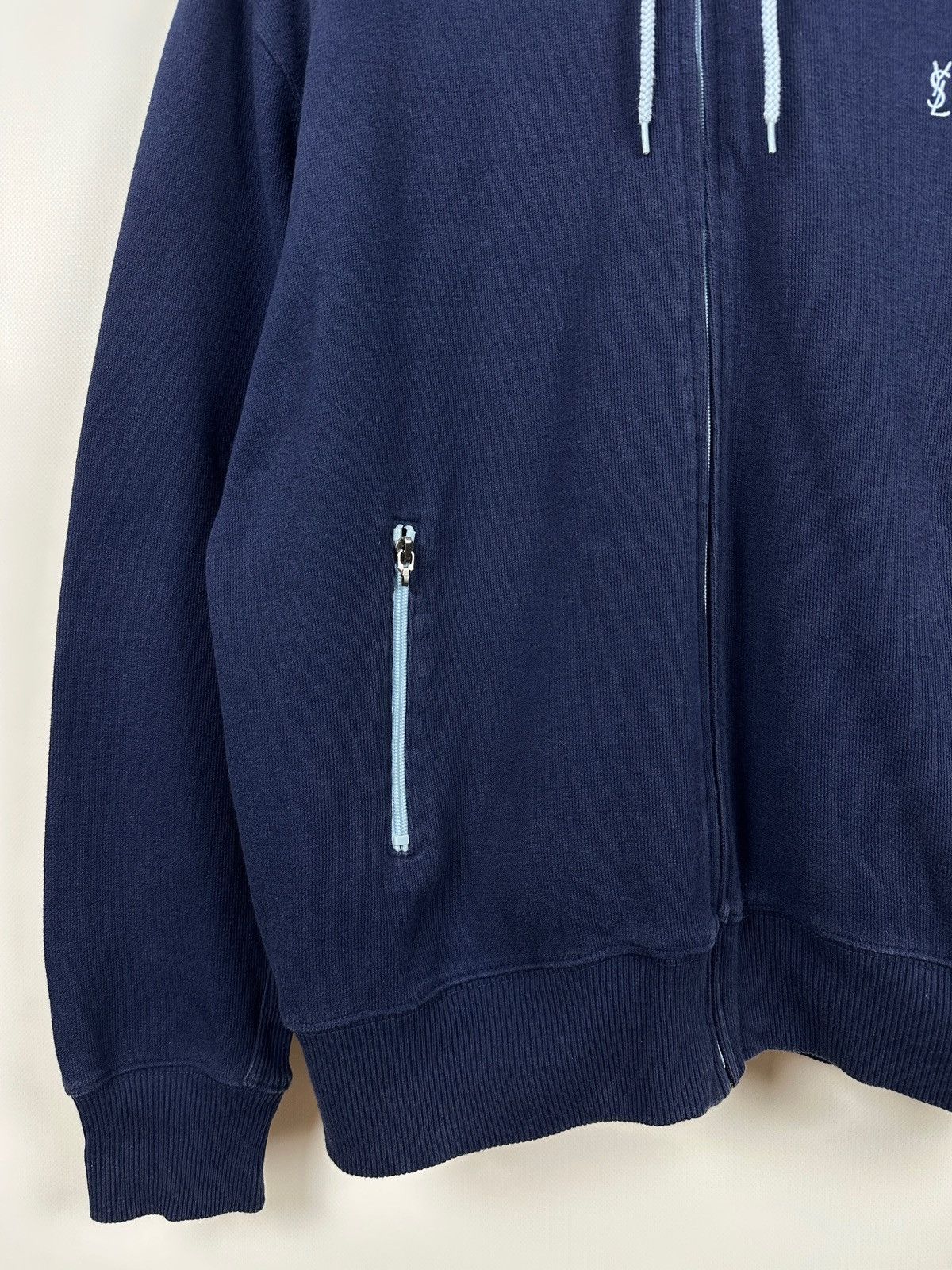 Yves Saint Laurent Vintage Yves Saint Laurent YSL Navy Blue Zip Up Hoodie Size US L / EU 52-54 / 3 - 8 Thumbnail