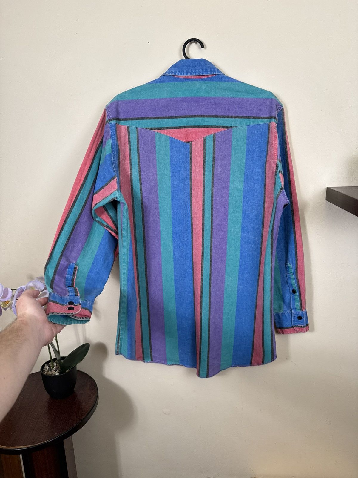 Vintage VTG Wrangler brushpopper multi bold stripe shirt 15.5 - 33 Size US M / EU 48-50 / 2 - 19 Thumbnail