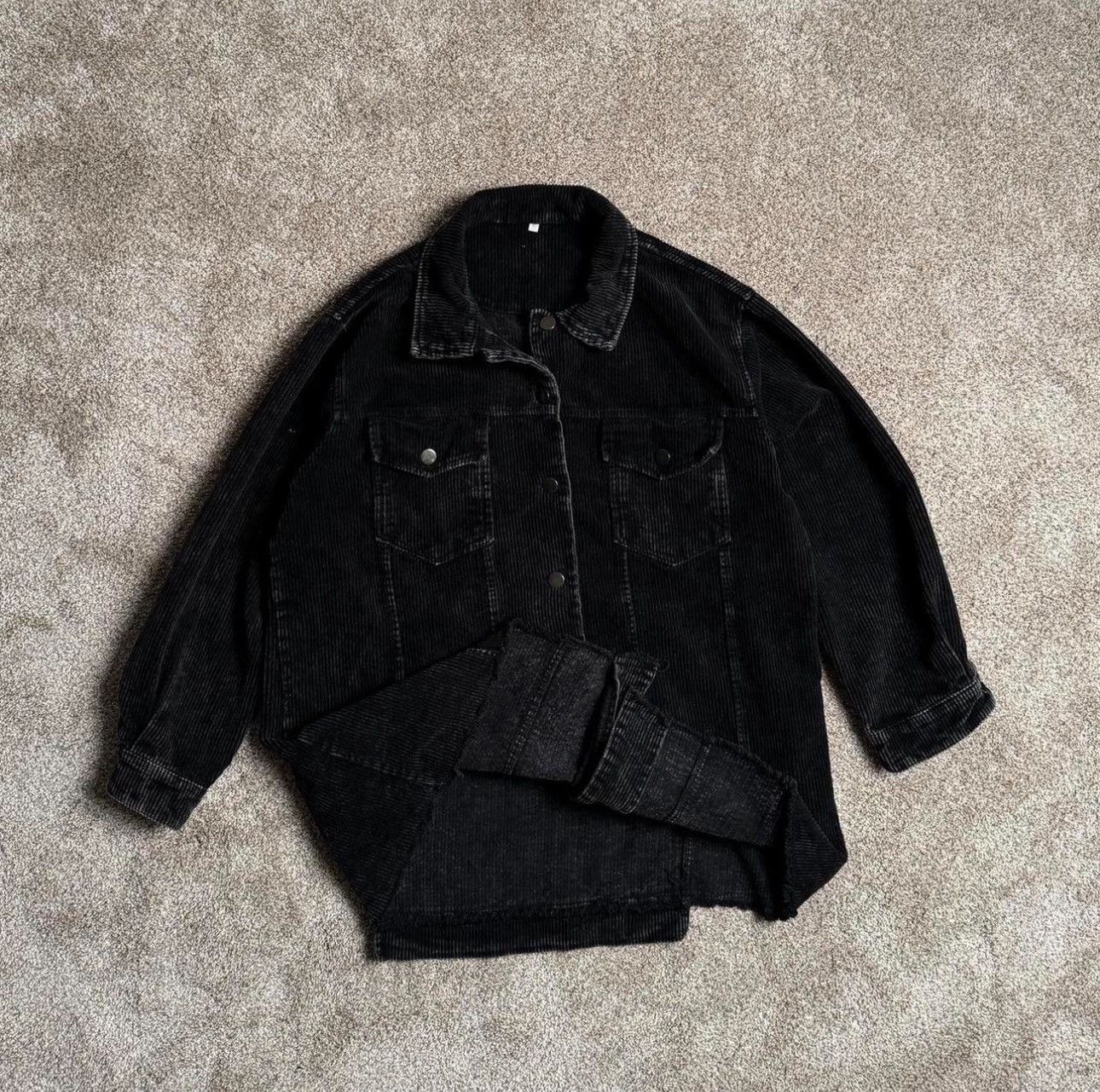 Vintage BLACK DISTRESSED CORDUROY JACKET Size US S / EU 44-46 / 1 - 1 Thumbnail