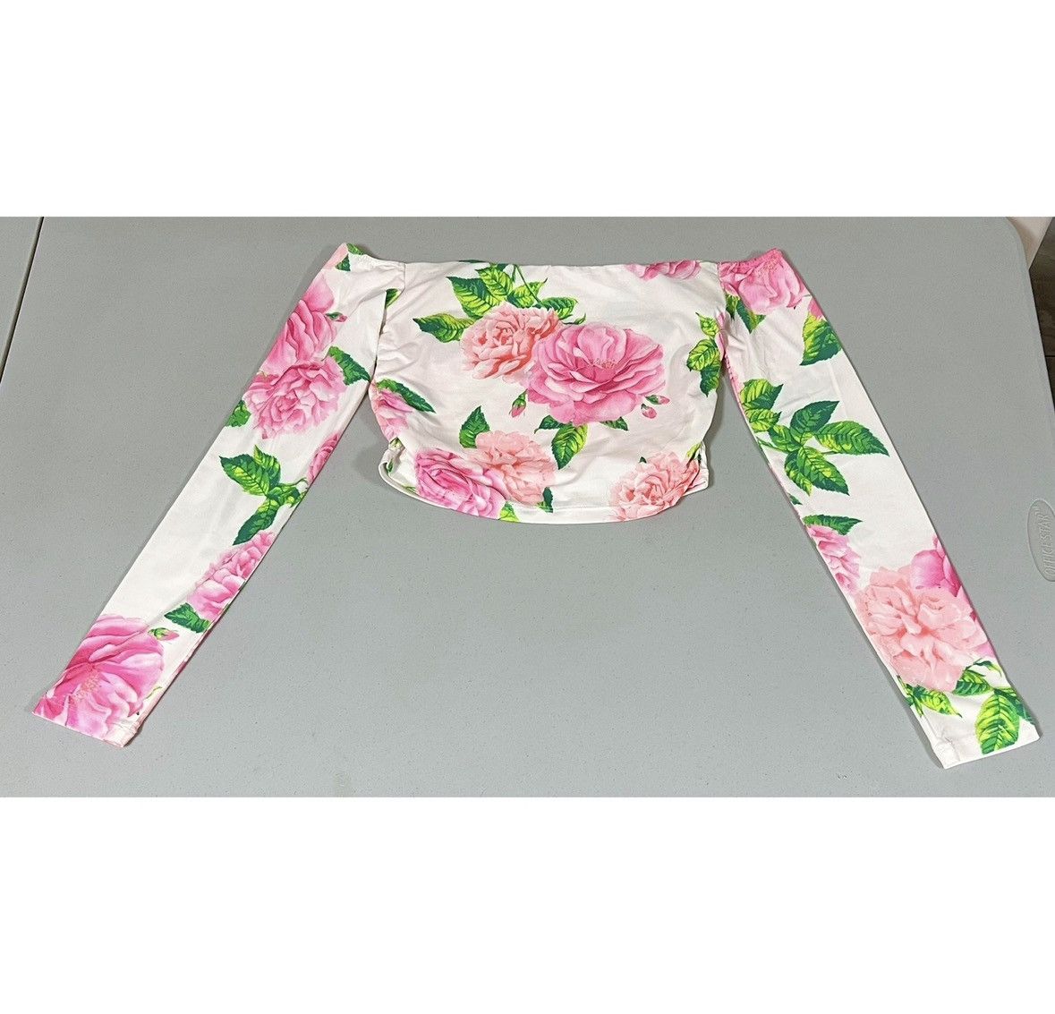 Armani AFRM White Pink Floral Cut-Out Shirt Crop Top Blouse XS 🌷✨ Size XS / US 0-2 / IT 36-38 - 6 Thumbnail