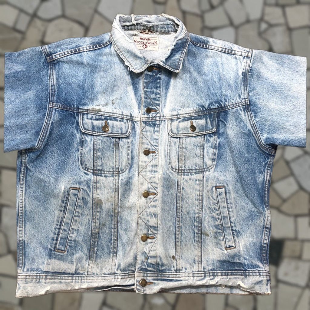 VINTAGE Wrangler Denim Jacket Trucker Western Cowboy Blue 52 Chest Mens Regular Denim Jacket