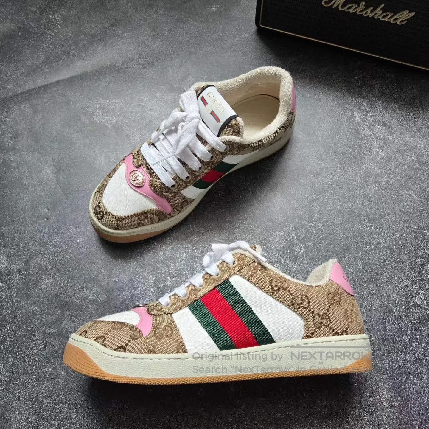Gucci Guicci Pink Printed Monogrammed Dirty Shoes| Size US 6 / IT 36 - 2 Thumbnail