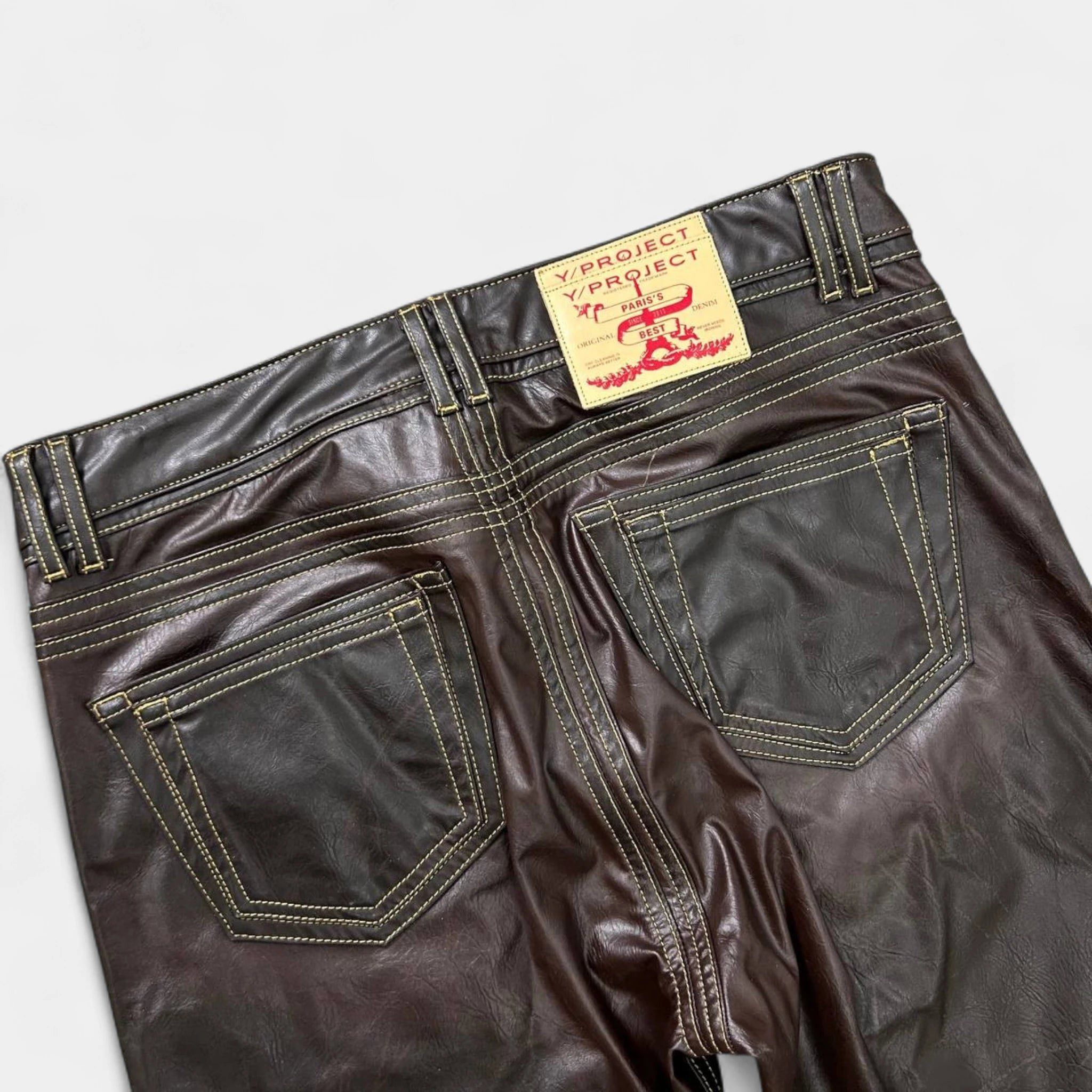 Y/Project Y Project Brown Vegan Leather Pants Size US 32 / EU 48 - 7 Thumbnail