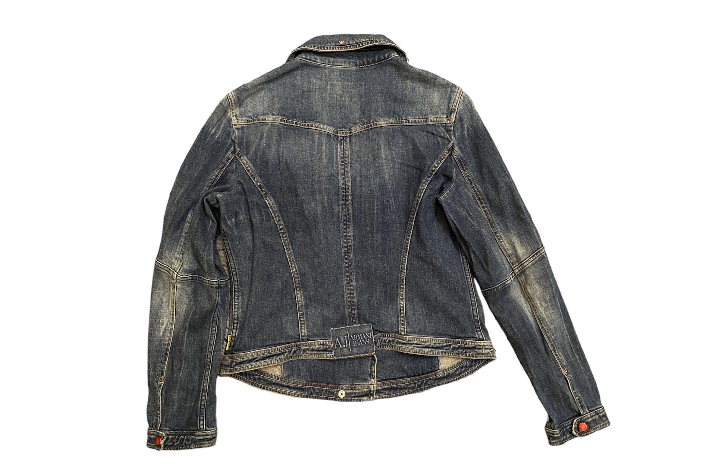 Armani × Vintage Vintage 90s Armani Distressed Denim Biker Jacket For Ladies Size S / US 4 / IT 40 - 5 Thumbnail