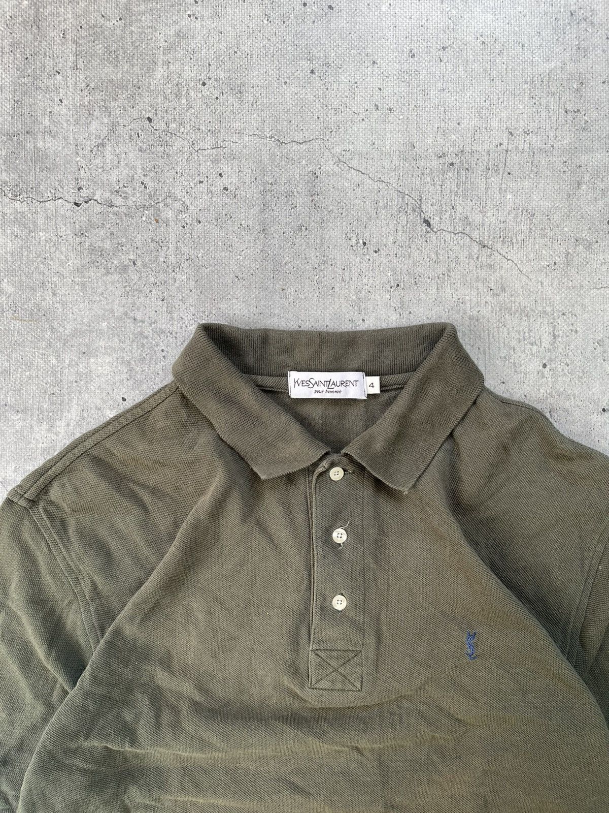 Vintage Vintage Yves Saint Laurent YSL Polo T-Shirt Sun Faded Size US L / EU 52-54 / 3 - 2 Thumbnail