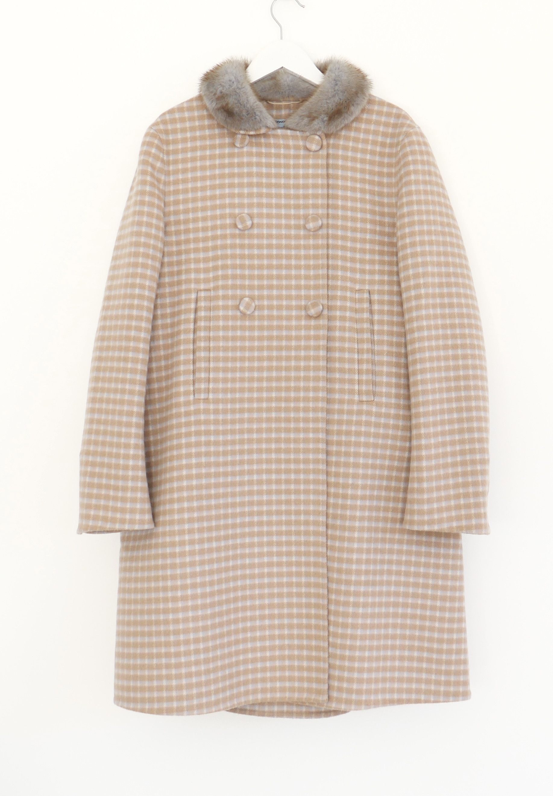 Prada Prada Fall 2015 Checked Wool Coat With Fur Collar Size M / US 6-8 / IT 42-44 - 1 Thumbnail