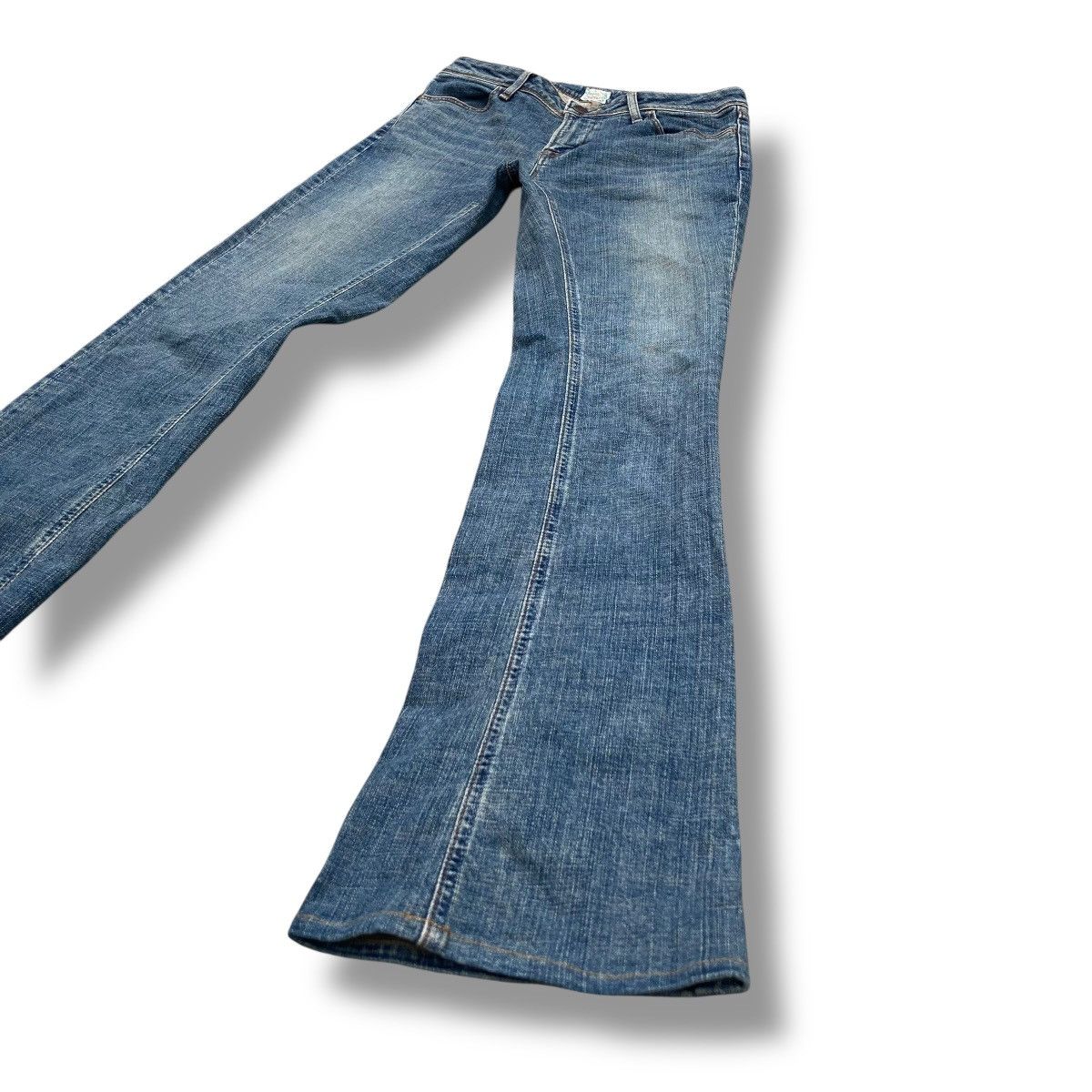 If Six Was Nine 🇯🇵 VINTAGE BRAPPERS SPIRAL CUT FLARE DISTRESSED DENIM PANTS Size 28" / US 6 / IT 42 - 4 Thumbnail