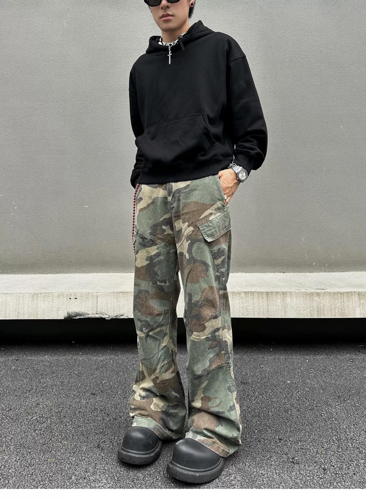 Other Camouflage Cargo Stacked Pants, Flared Trousers Size US 32 / EU 48 - 8 Thumbnail
