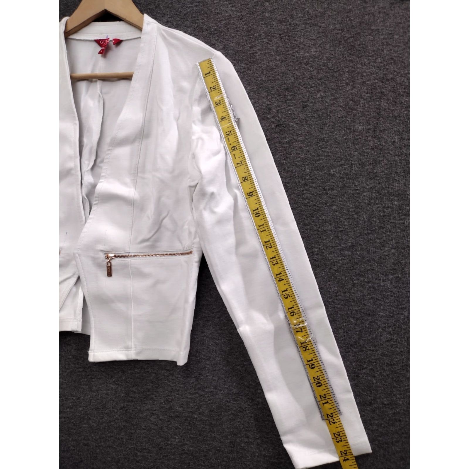Guess Guess Women's Ivory Open Front Blazer Cropped Length Size M Size M / US 6-8 / IT 42-44 - 5 Thumbnail